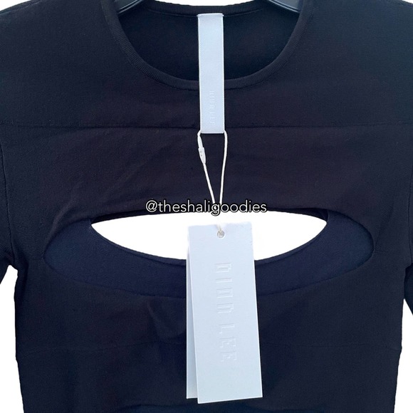 DION LEE Double Hosiery Mini Dress Black Blue Cutout - Picture 7 of 8